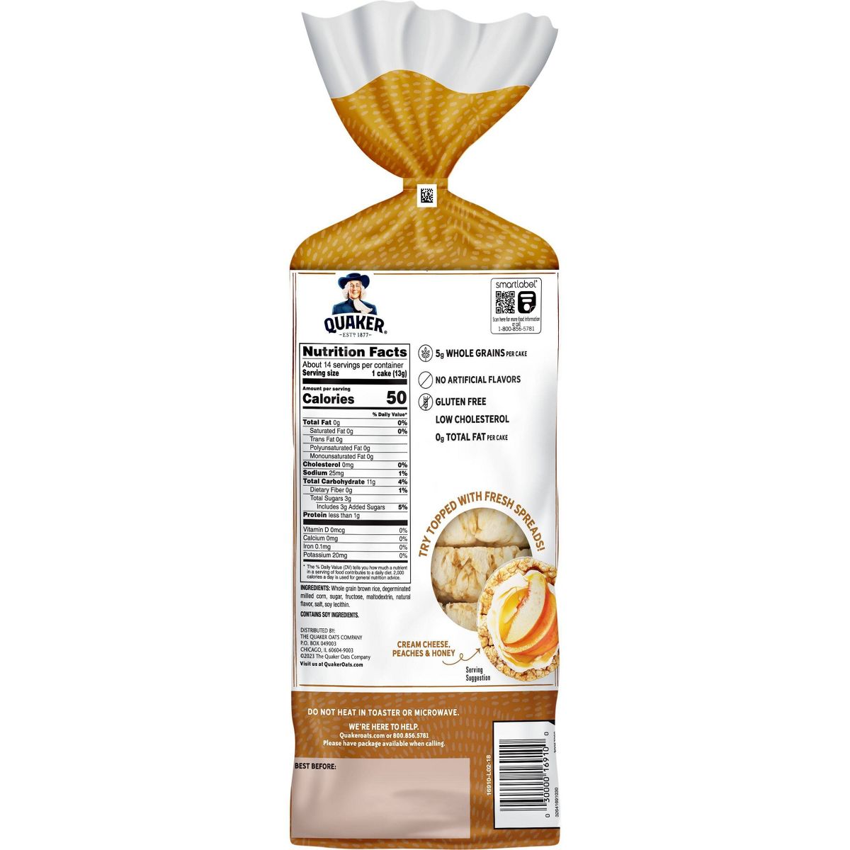 Queque de Arroz Grande Sabor Caramelo Quaker Sin Gluten - 6.5 oz - Imagen 3