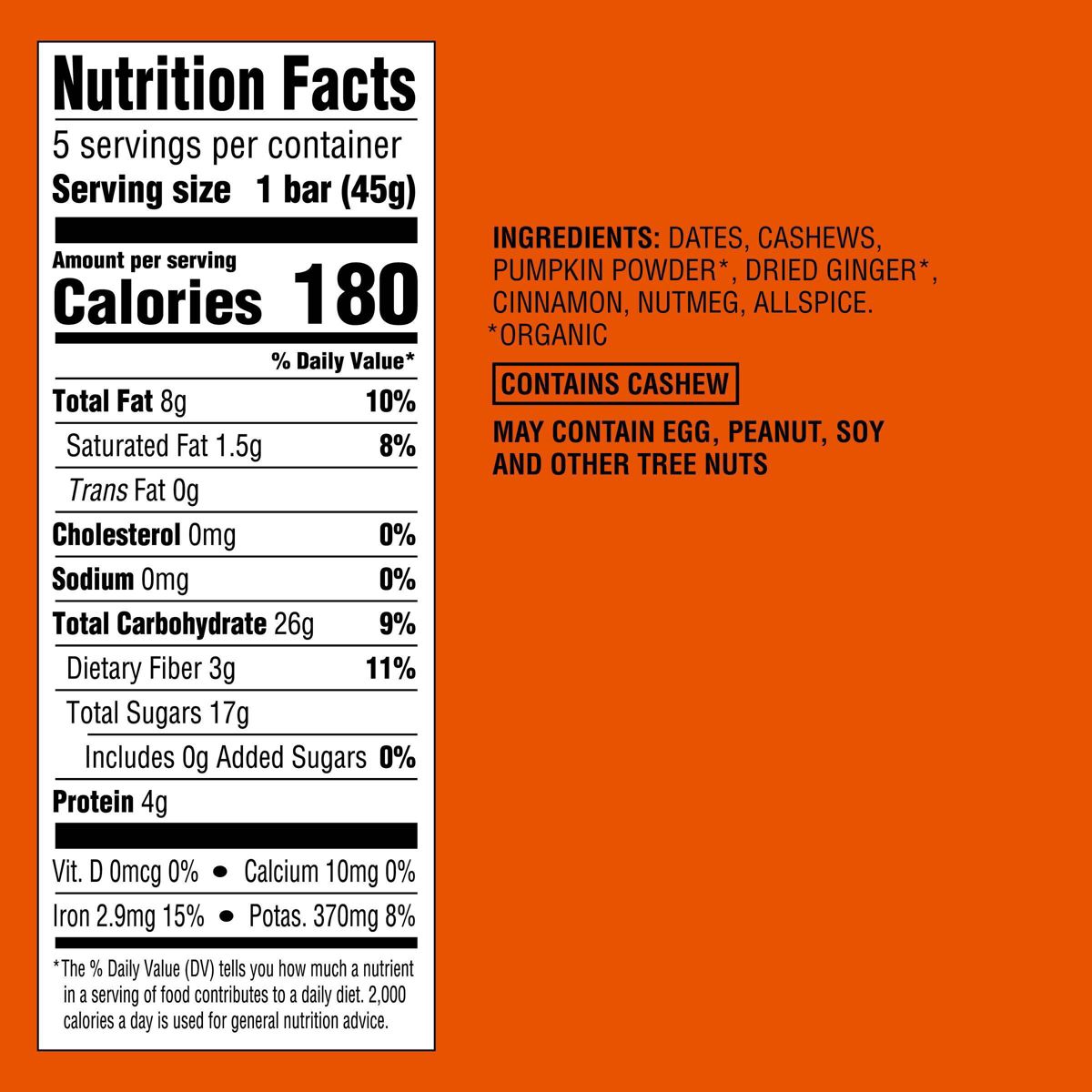 Barra de dátiles y nueces con sabor a pay de calabaza - 5ct - Good & Gather™ - Imagen 6