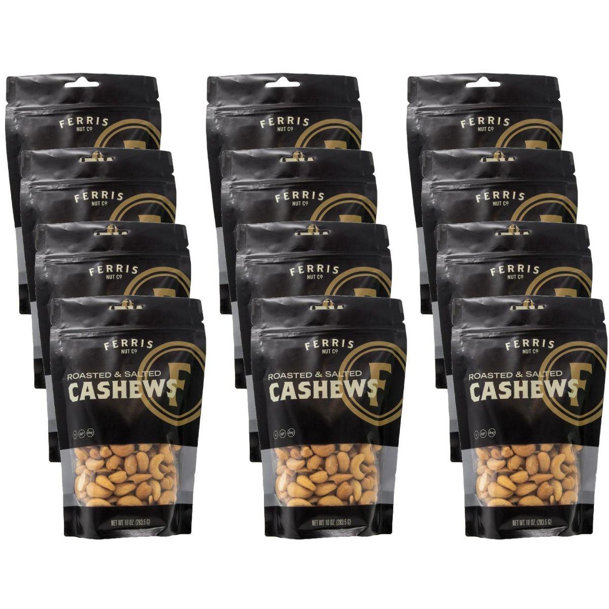 Ferris Nut Co. Nueces de la India Tostadas y Saladas - Caja de 12/10 oz - Imagen 2