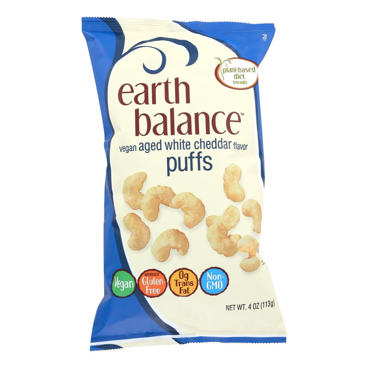 Earth Balance - Pufs Veganos - Queso Cheddar Blanco Añejado - Caja con 12 - 4 oz