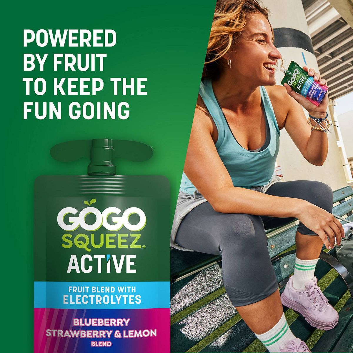 GoGo SqueeZ Active Electrolitos Sin Azúcar Añadido Puré de Frutas Arándano, Fresa y Limón en Bolsitas - 3.9 oz/10 ct - Imagen 5