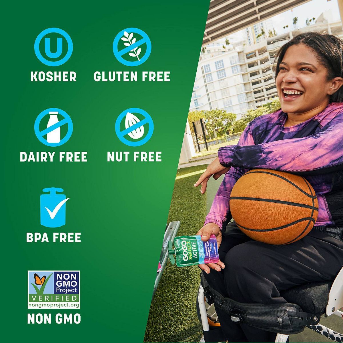 GoGo SqueeZ Active Electrolitos Sin Azúcar Añadido Puré de Frutas Arándano, Fresa y Limón en Bolsitas - 3.9 oz/10 ct - Imagen 7