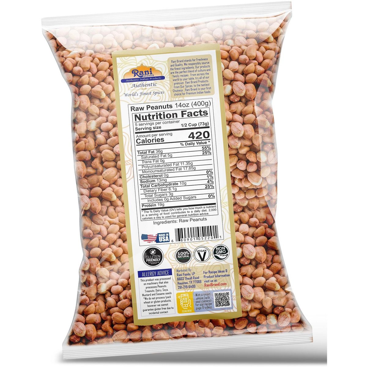 Cacahuates Crudos Enteros con Cáscara Rani Brand Authentic Indian Foods - Imagen 7