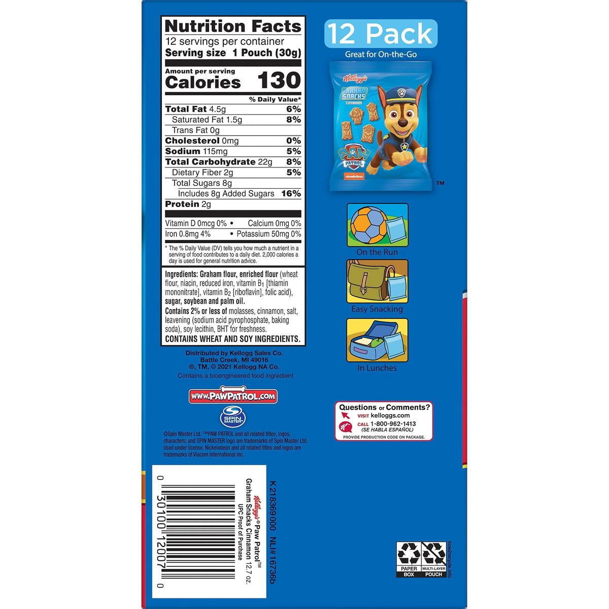 Galletas Graham Paw Patrol en Paquete de Snacks - 12.7 oz / 12 ct - Imagen 11