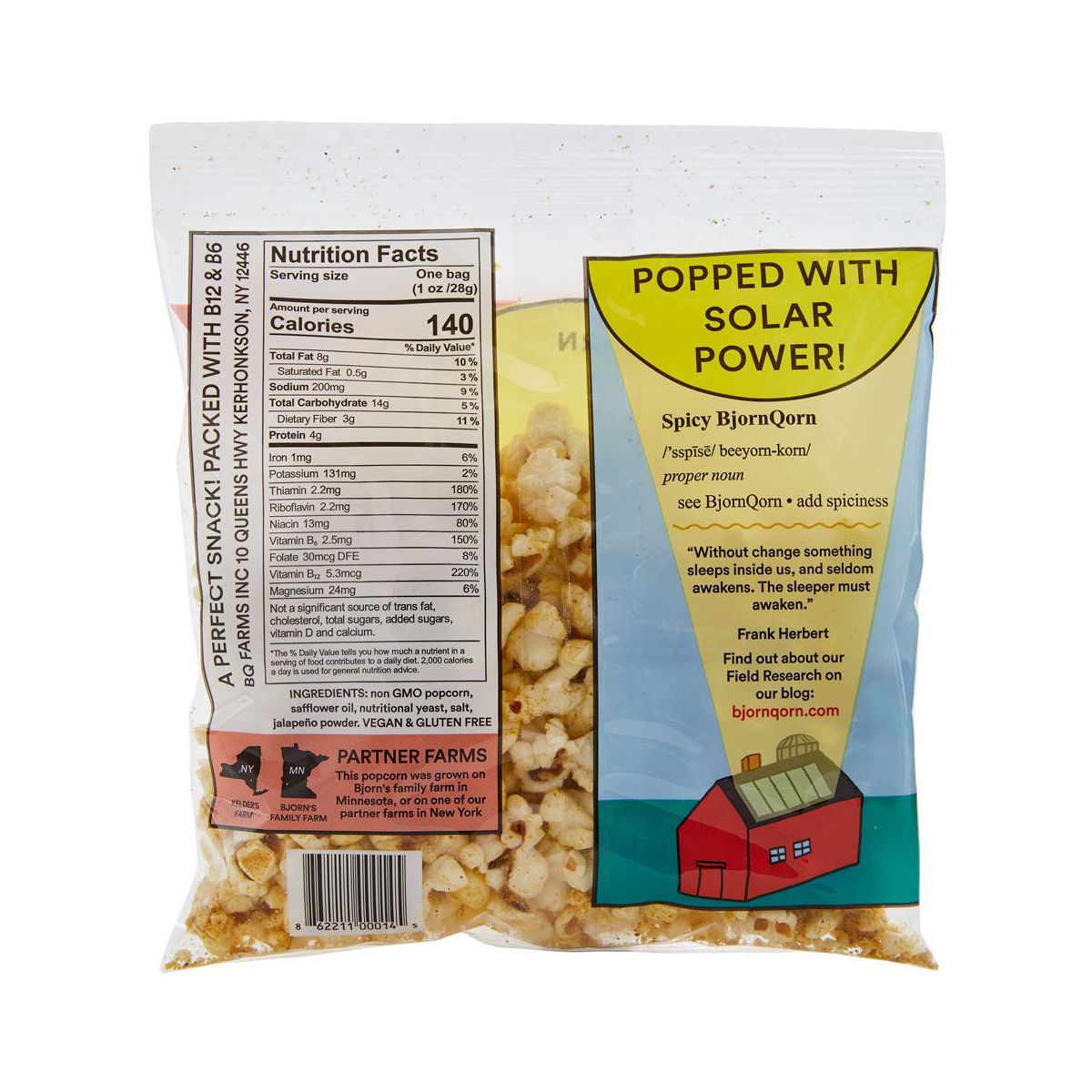 BjornQorn Picante, Paquete de 15 (1 oz) de Palomitas - Imagen 4