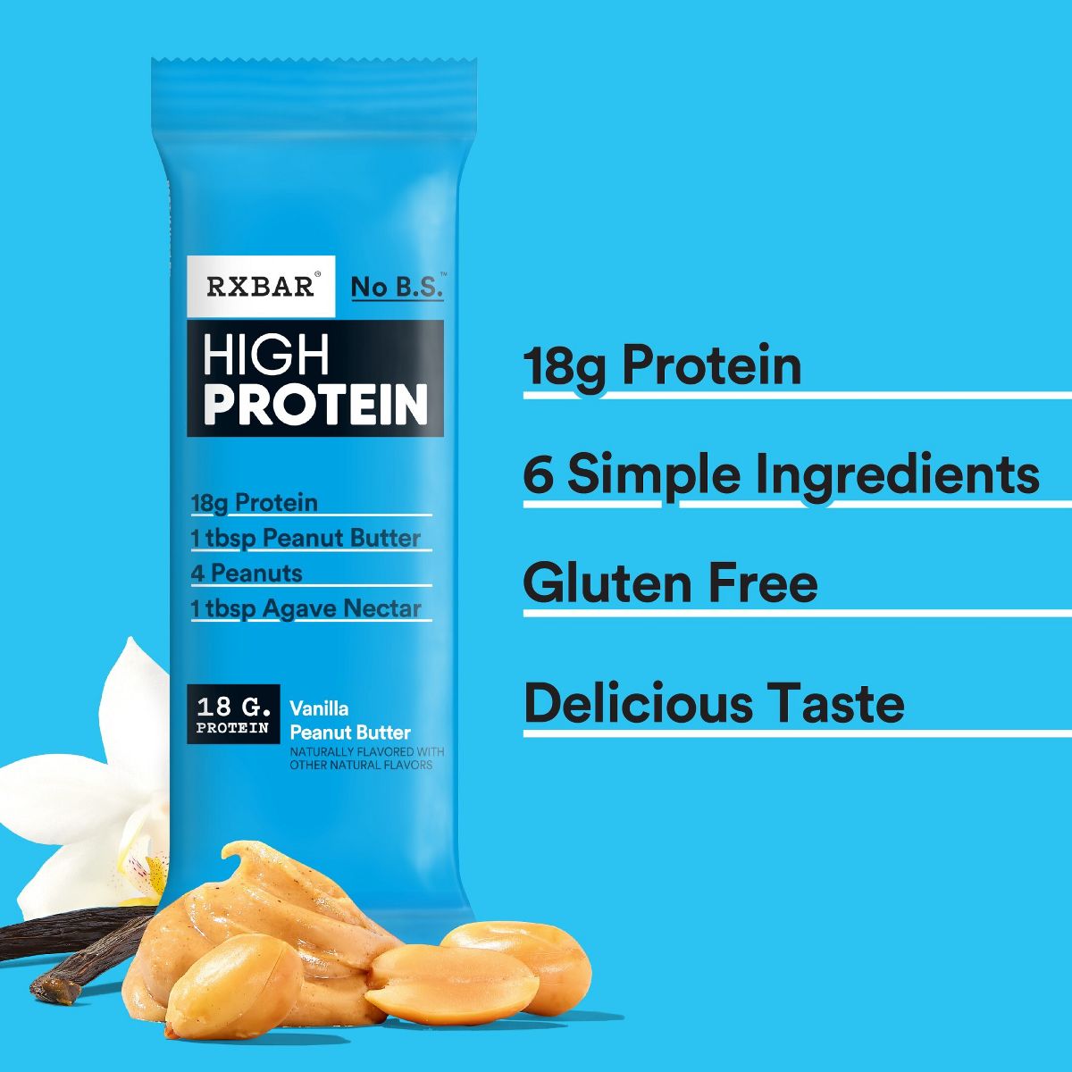 RXBAR Barritas de Proteína Sabor Vainilla y Crema de Cacahuate - 10.5 oz / 5 ct - Imagen 4