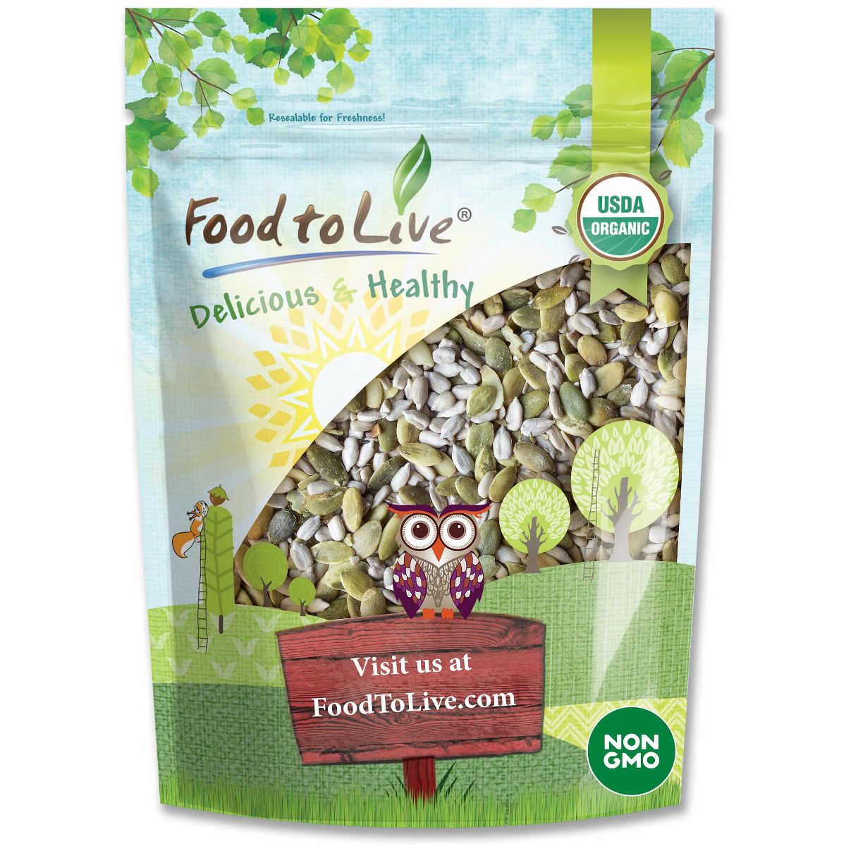 Mezcla de Semillas Germinadas Orgánicas - Mezcla de Botana Cruda y No Transgénica Contiene Semillas de Calabaza y Girasol Germinadas. Vegana, Kosher - Imagen 2