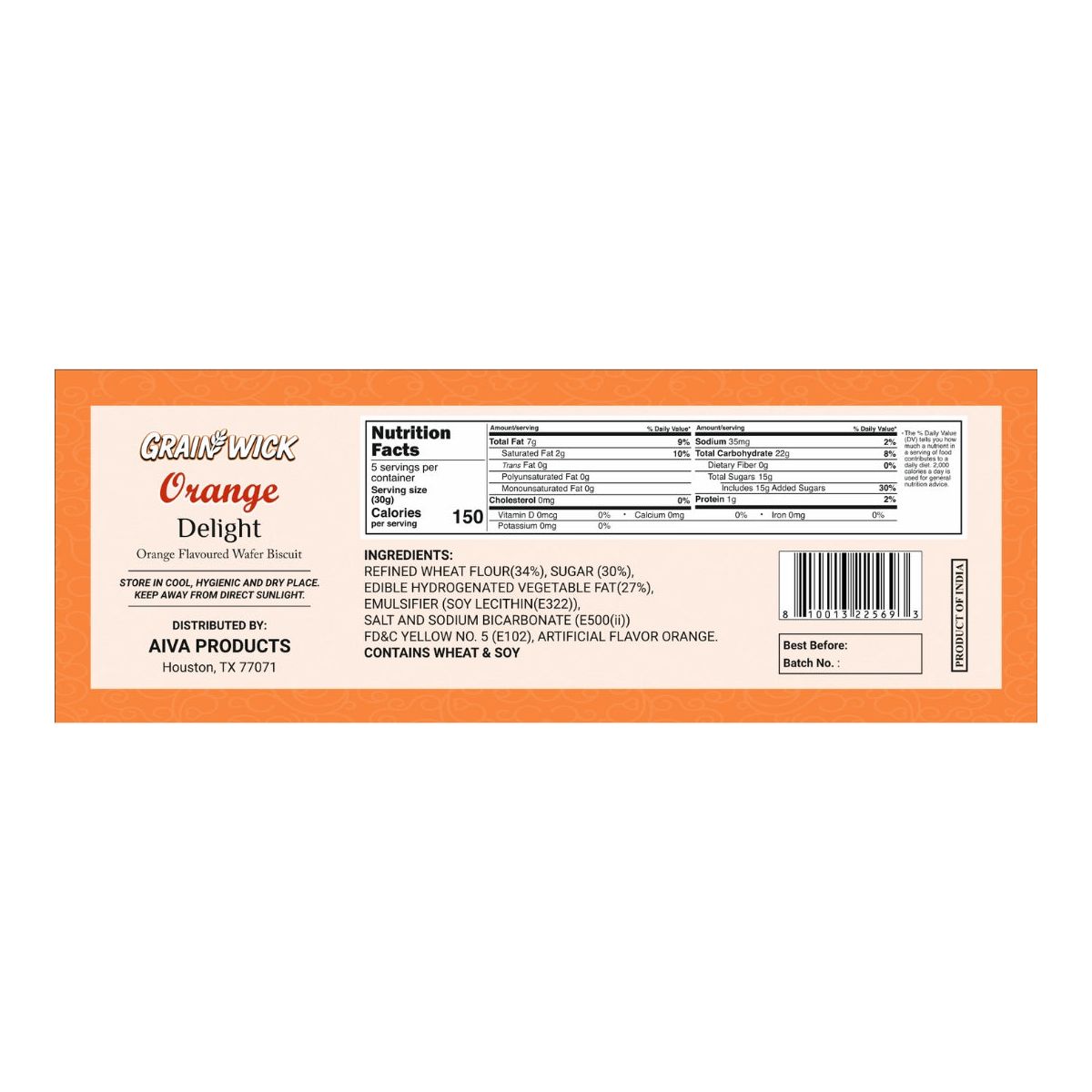 Galletas Aiva Orange Wafer | Capas Crujientes | Relleno de Crema de Naranja Dulce | Para Botana y Postres | Paquete Sur - Imagen 4