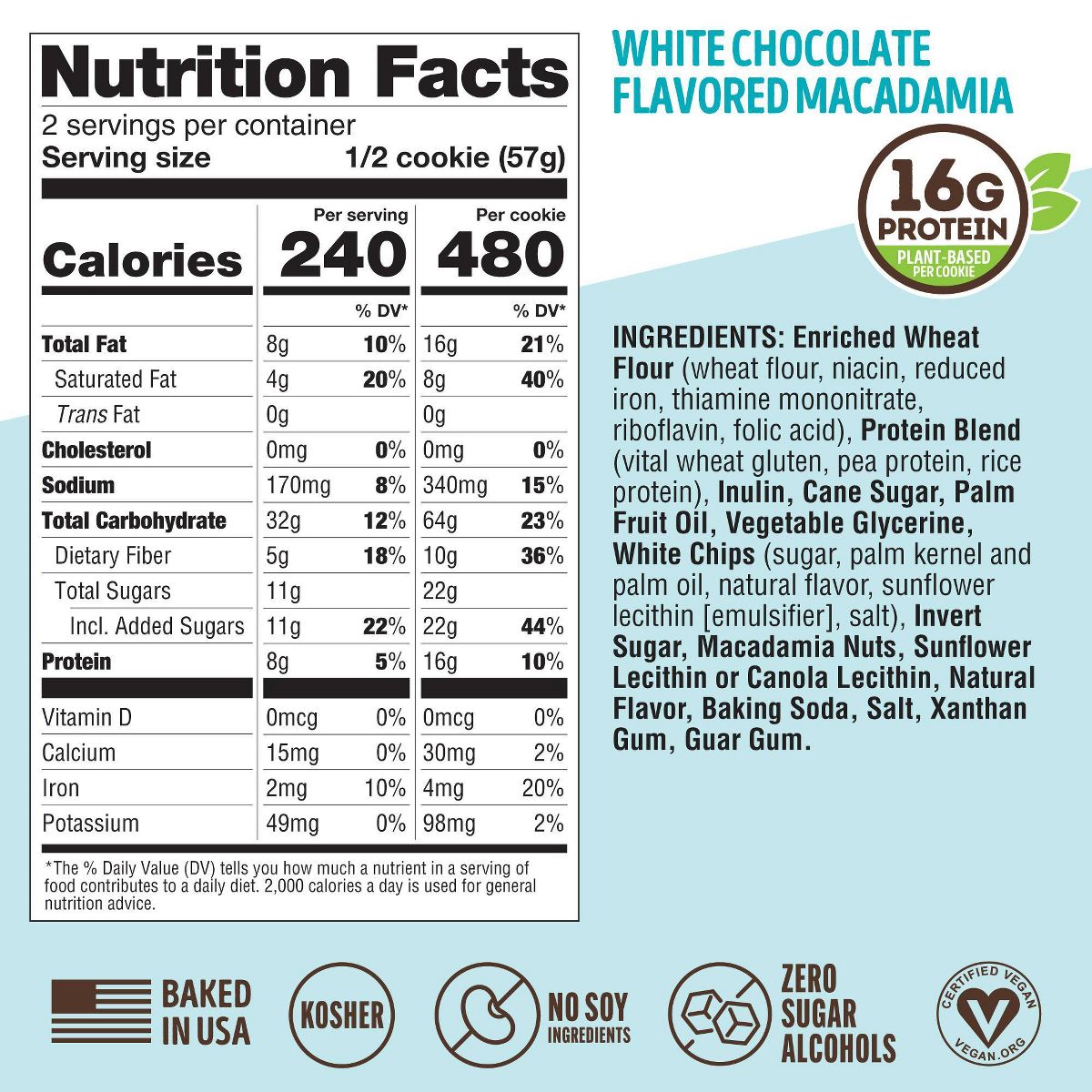 Galletas Veganas Completas Lenny & Larry's - Sabor Chocolate Blanco y Macadamia - 4 oz / 6 ct - Imagen 6