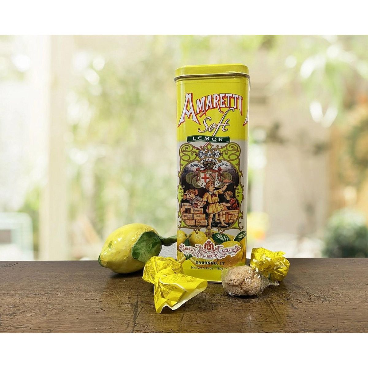Chiostro di Saronno SOFT LEMON Galletas Amaretti Lata Torre 6.35 Oz. / 180 G. (Paquete de 2) - Imagen 6