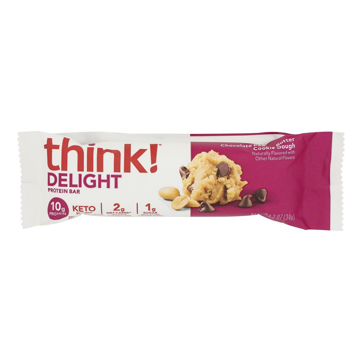 Think! Chocolate Peanut Butter Cookie Dough Barra de Proteína Keto - 10 barras, 1.2 oz - Imagen 3
