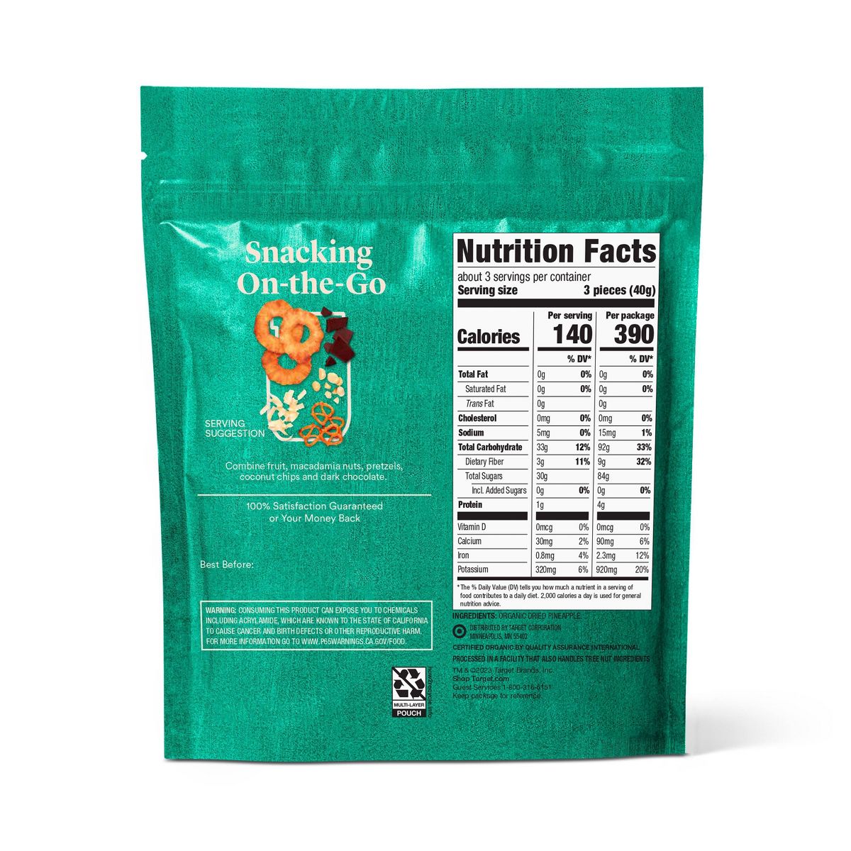 Aros de Piña Deshidratada Orgánica Sin Azúcar - 4 oz - Good & Gather™ - Imagen 4