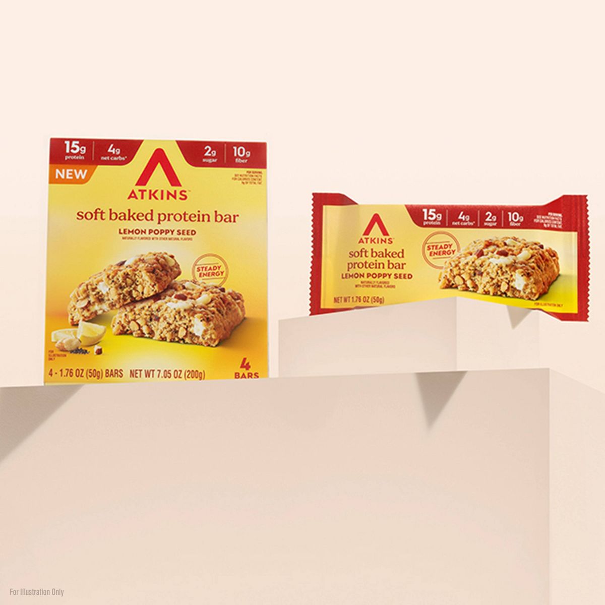 Barras de Proteína Atkins - Suaves Horneadas con Sabor a Limón y Semillas de Amapola - 7.05 oz/4 paquetes - 15g de Proteína - Imagen 3