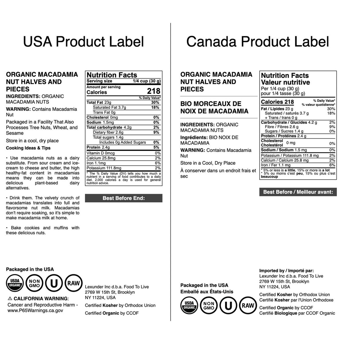 Mitades y Trozos de Nuez de Macadamia Orgánica - Sin OGM, Sin Sal, Sin Tostar, Kosher, Cruda, Vegana, a Granel - Imagen 3