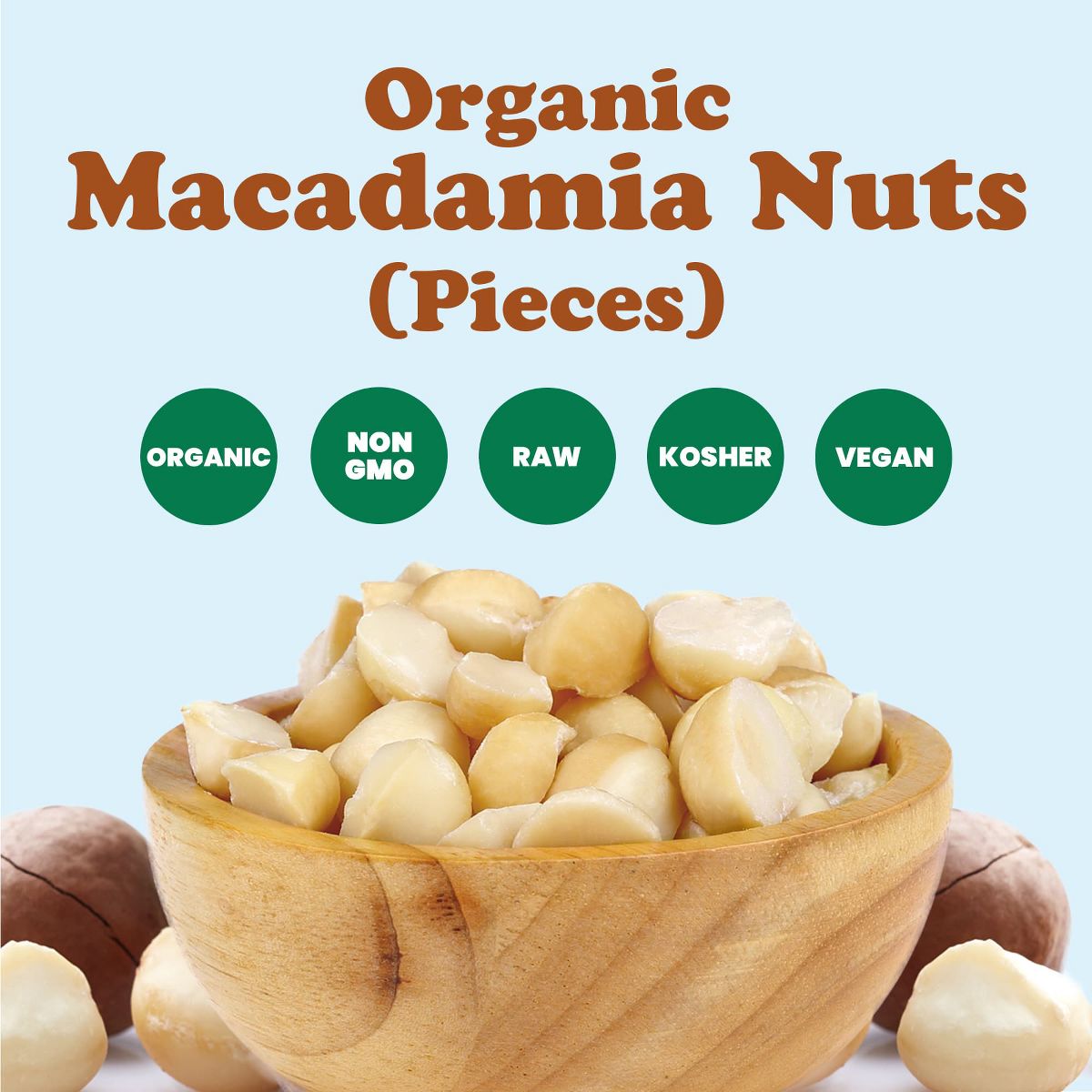 Mitades y Trozos de Nuez de Macadamia Orgánica - Sin OGM, Sin Sal, Sin Tostar, Kosher, Cruda, Vegana, a Granel - Imagen 4