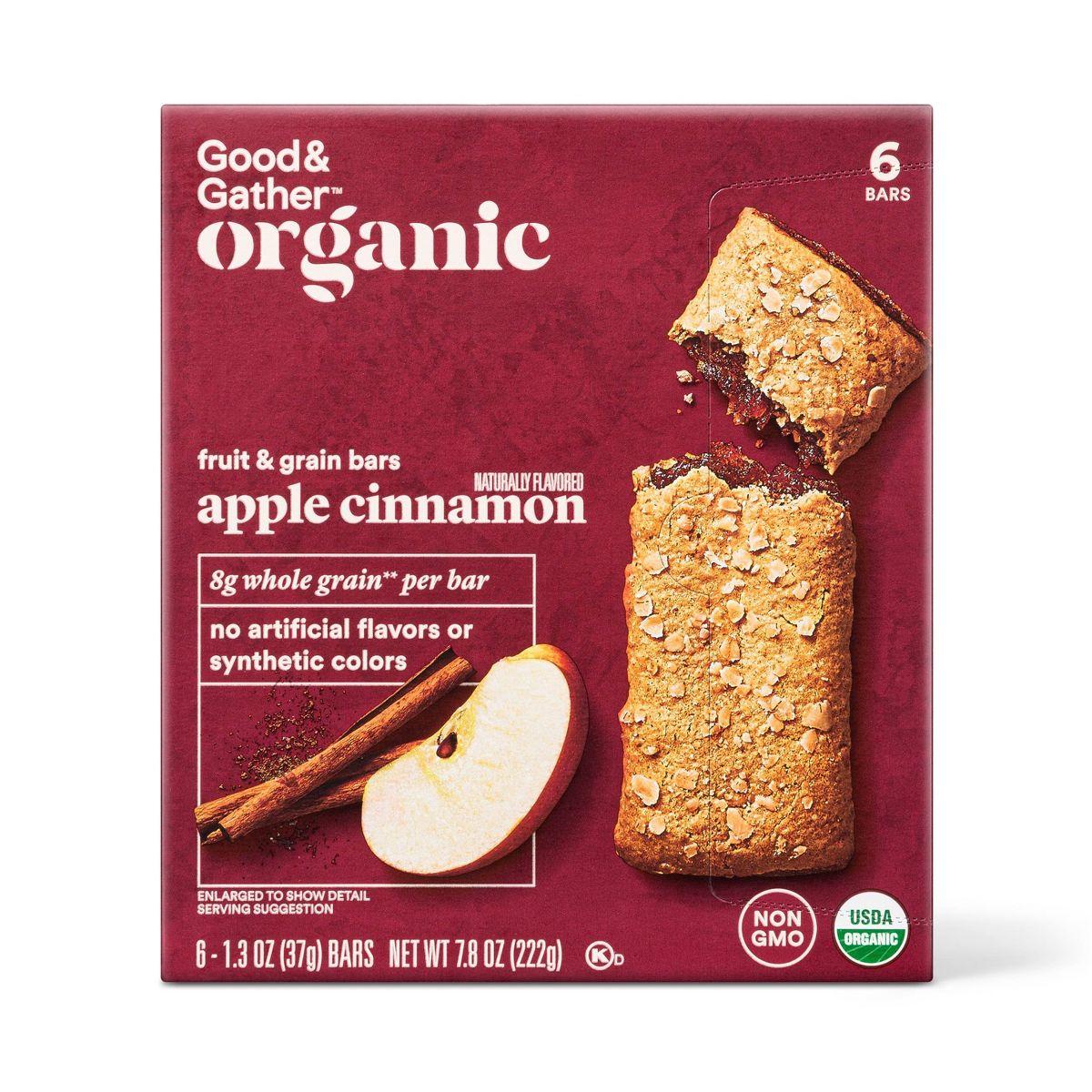 Barras de Fruta y Cereal con Manzana y Canela de Grano Entero Orgánico - 6ct - Good & Gather™