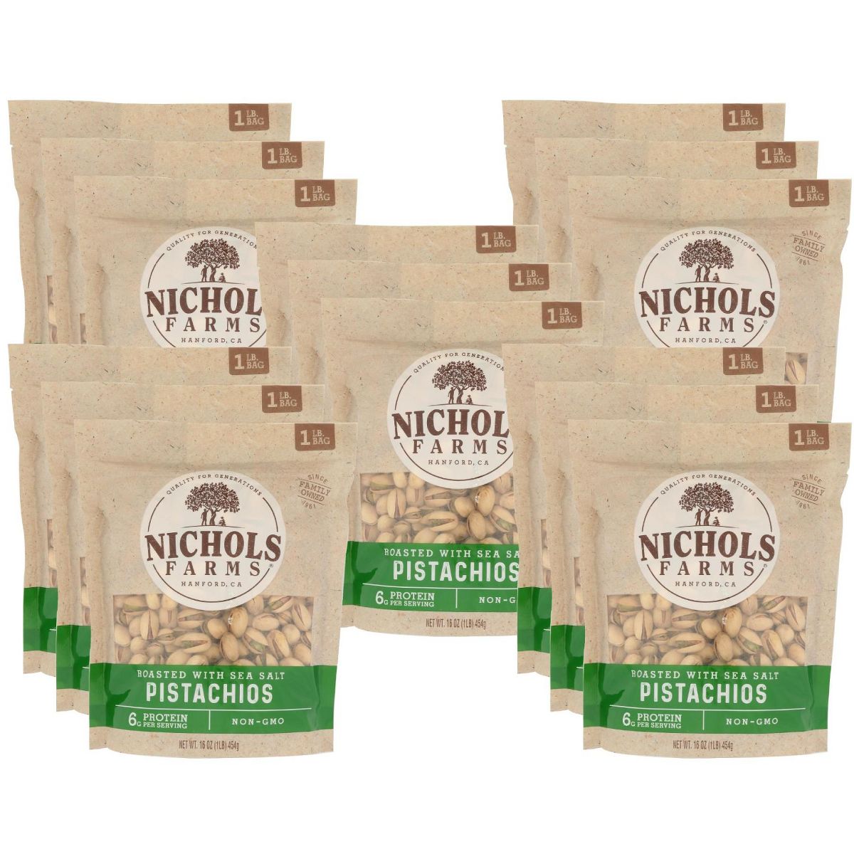 Nichols Farms Pistachios Tostados con Sal de Mar - Caja de 15/16 oz - Imagen 2