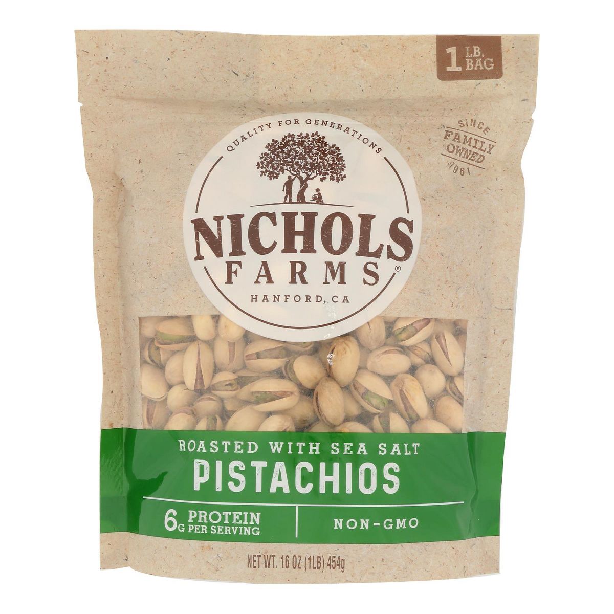 Nichols Farms Pistachios Tostados con Sal de Mar - Caja de 15/16 oz - Imagen 3