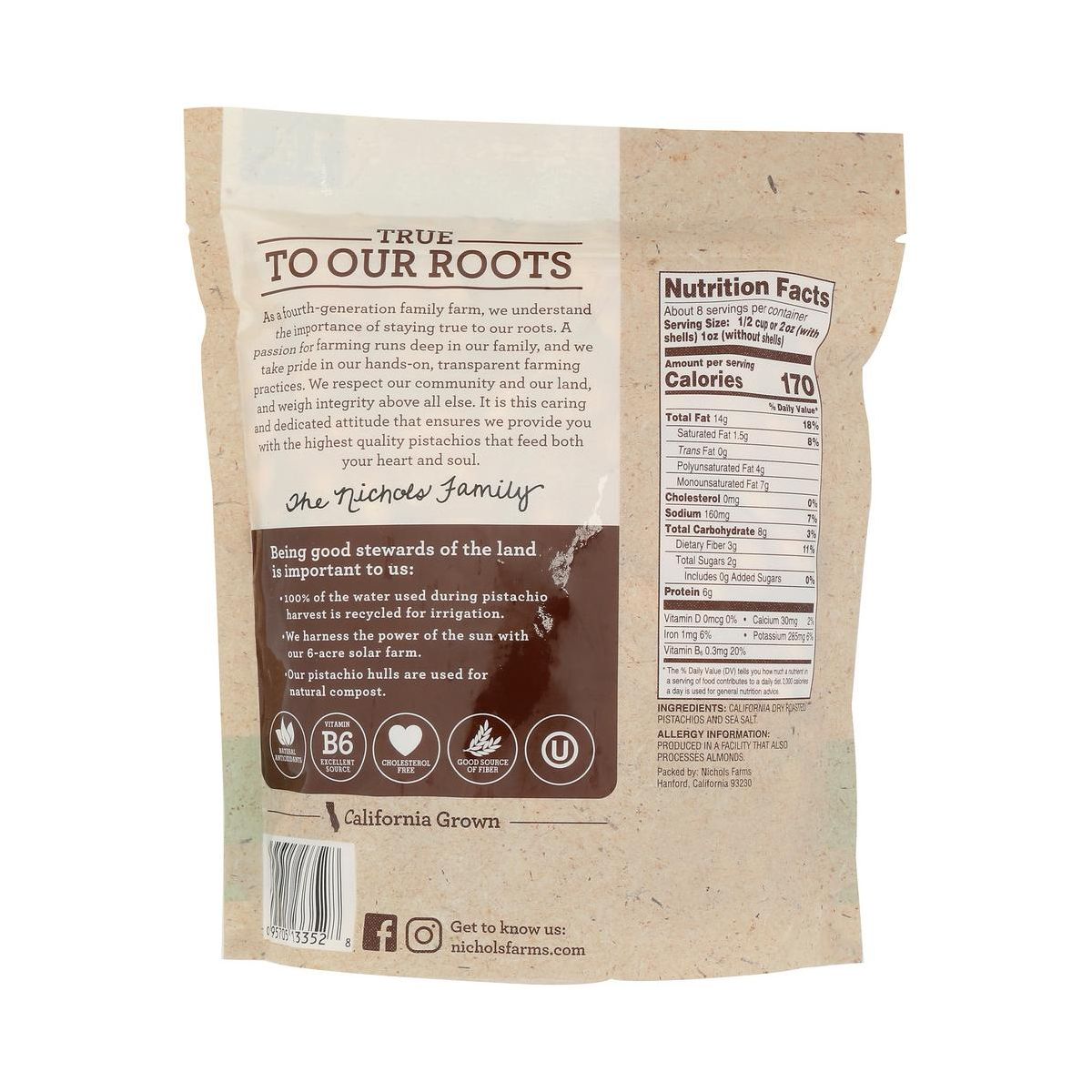 Nichols Farms Pistachios Tostados con Sal de Mar - Caja de 15/16 oz - Imagen 4