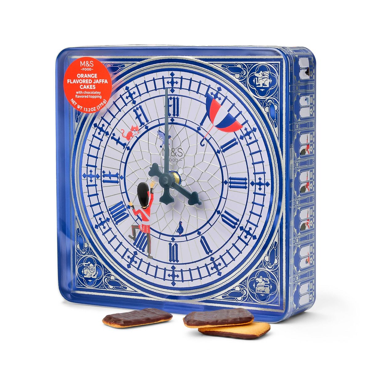 M&M's Big Ben Lata de Reloj Funcional con Pastelillos Jaffa de Naranja y Chocolate Oscuro - 13.2 oz