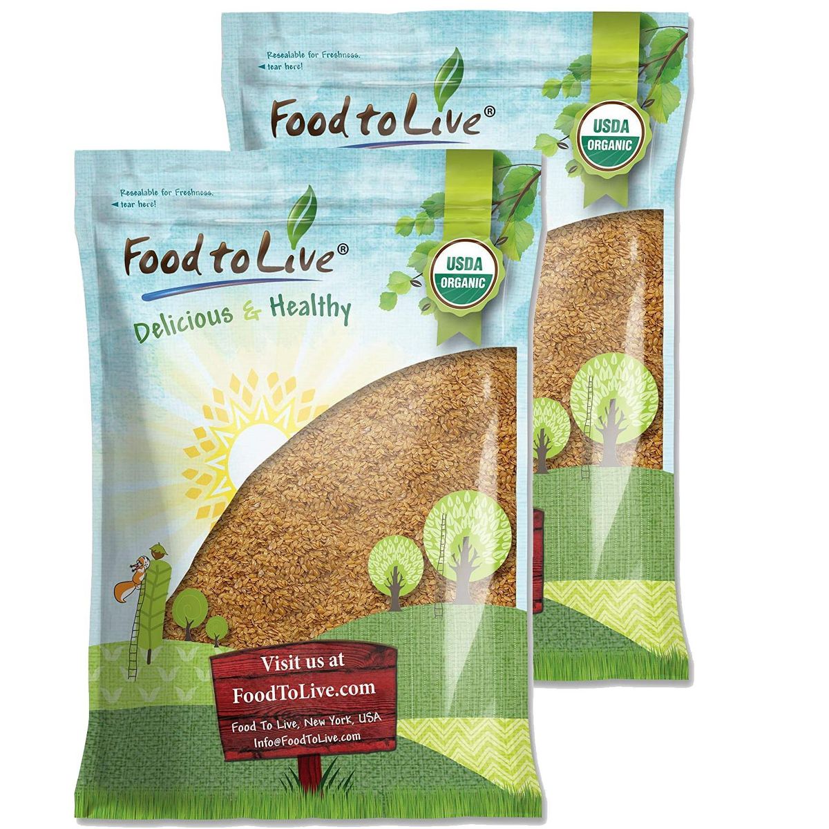 Semillas de Lino Dorado Orgánico - por Food To Live