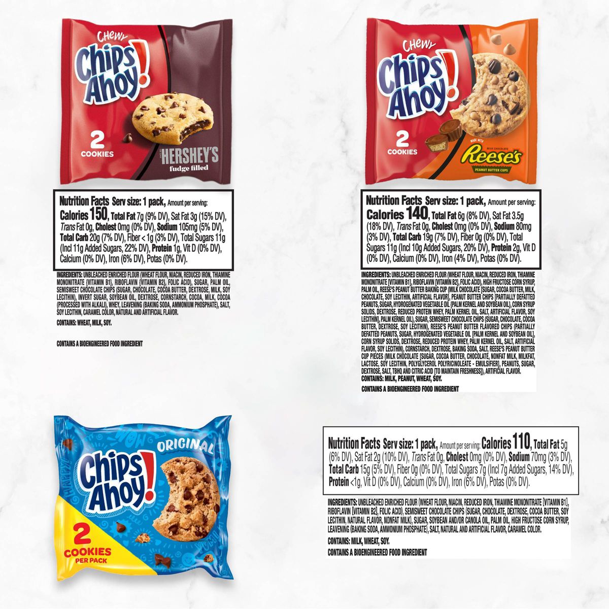 Paquete Variado de Galletas CHIPS AHOY!, Galletas con Chispas de Chocolate Originales, Galletas Suaves con Chispas de Chocolate y Tazas de Crema de Cacahuate Reese's y Galletas Suaves de Fudge 47.8 oz / 50 ct - Imagen 4