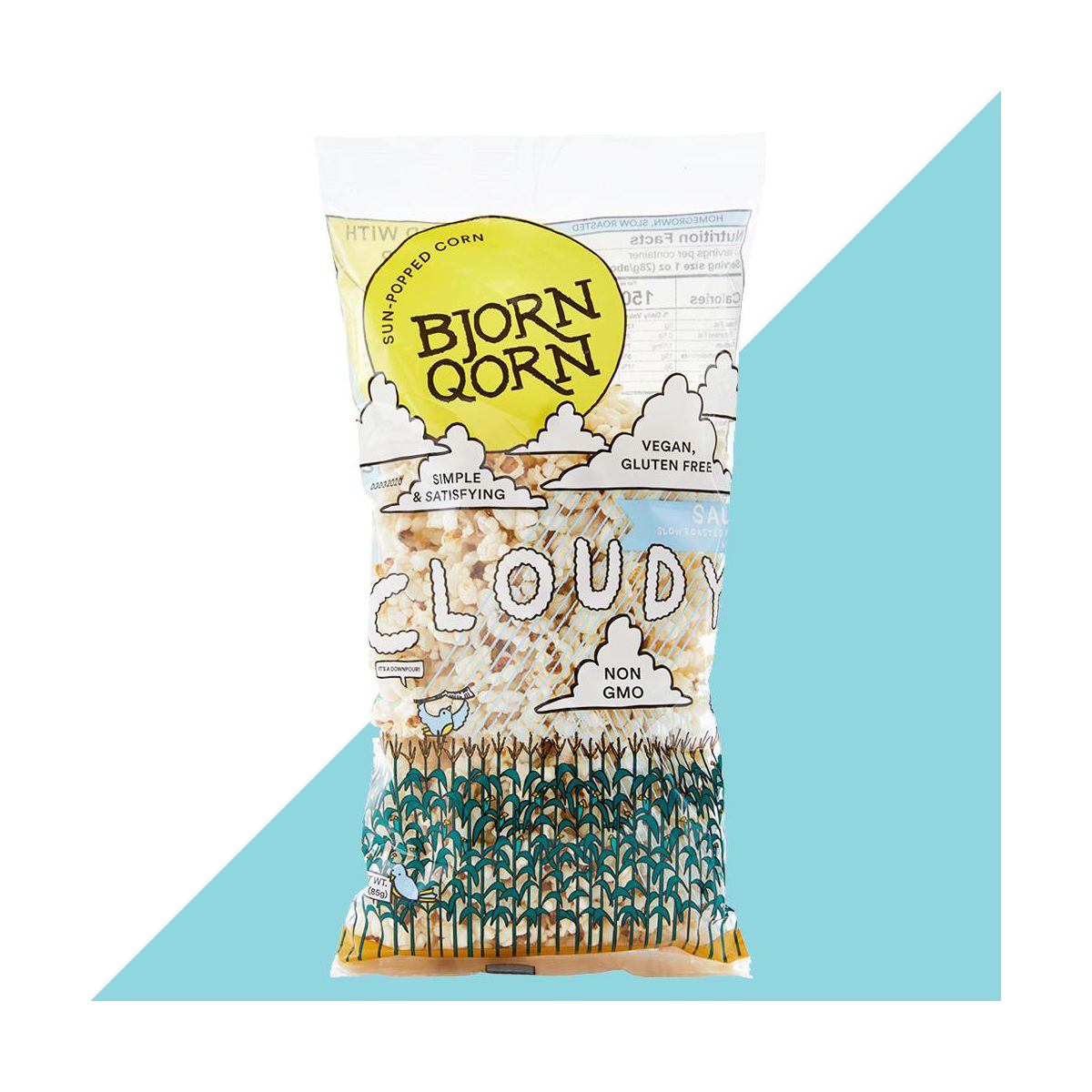 BjornQorn Cloudy (Salado) Palomitas de Maíz, Paquete de 12 (3 oz)