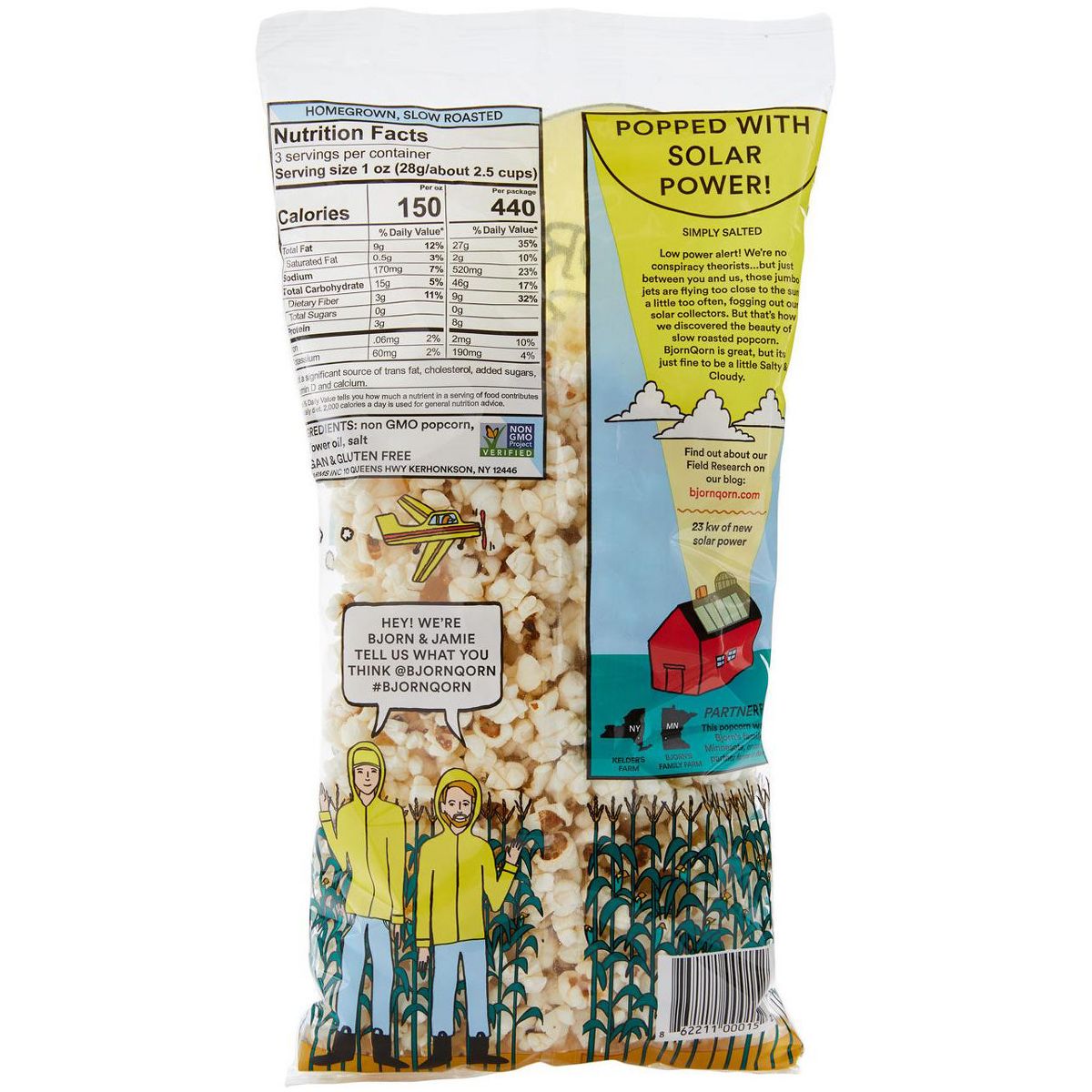 BjornQorn Cloudy (Salado) Palomitas de Maíz, Paquete de 12 (3 oz) - Imagen 3