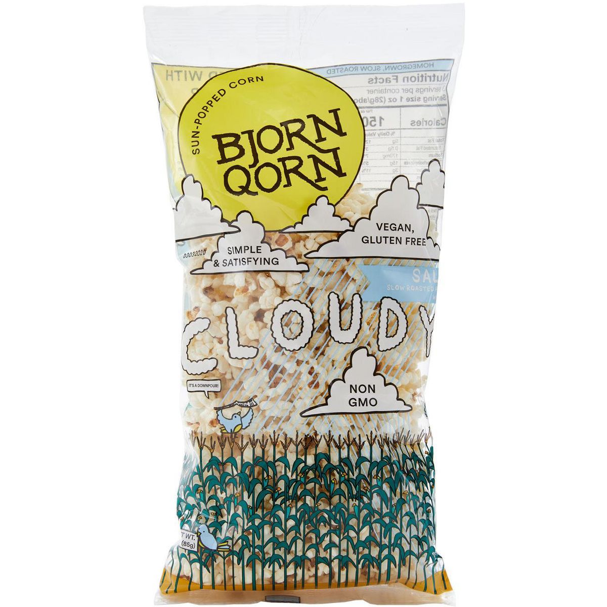 BjornQorn Cloudy (Salado) Palomitas de Maíz, Paquete de 12 (3 oz) - Imagen 5
