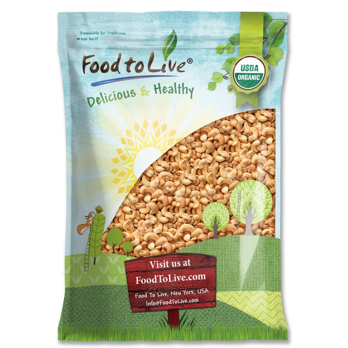 Anacardos Enteros Tostados al Horno Orgánicos - Sin OGM, Sin Sal, Anacardos Tostados al Horno, Sin Aceite Añadido, Kosher, Vegano - Imagen 4