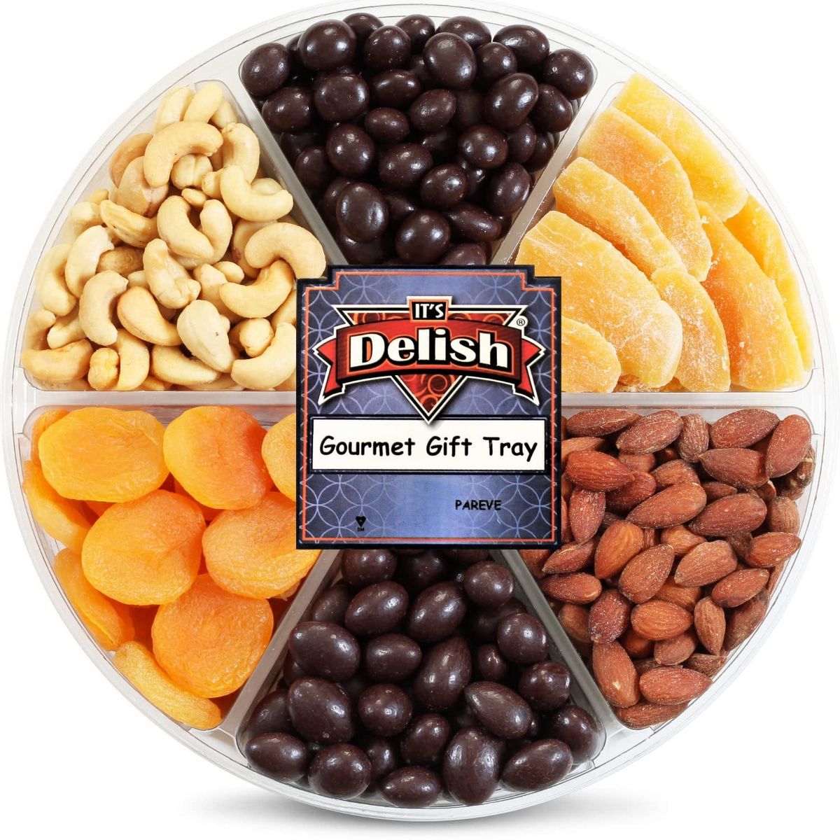 Mezcla Festiva de Chocolate, Nueces y Frutas Secas - Bandeja de Regalo Grande 6-Pt por It's Delish