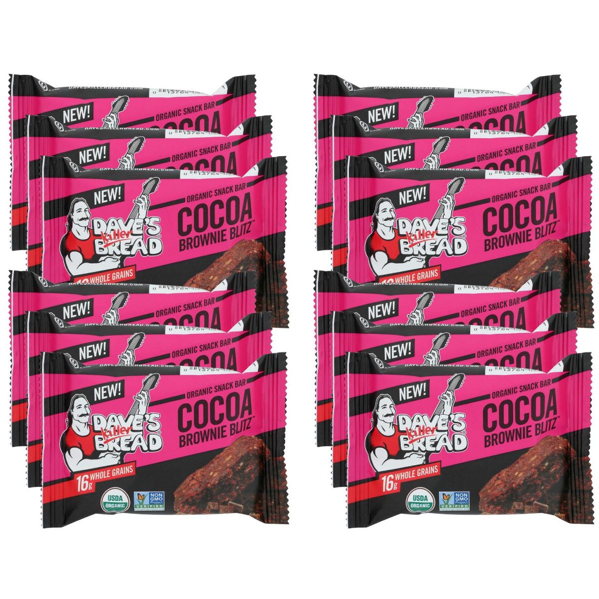 Dave's Killer Bread Barra Orgánica Cocoa Brownie Blitz - 12 barras, 1.75 oz