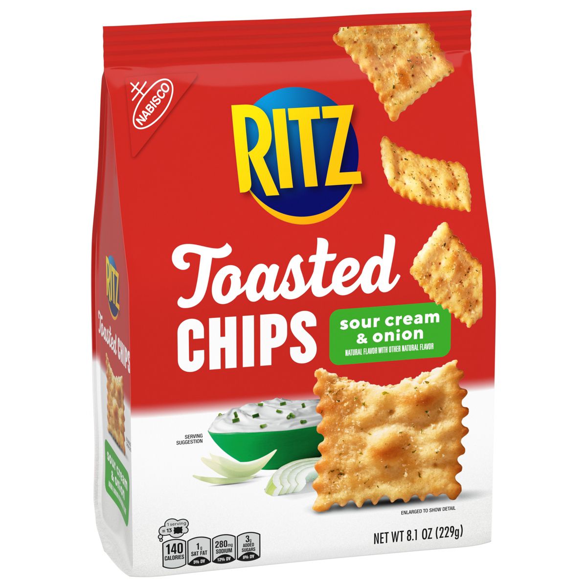 RITZ Toasted Chips Sour Cream and Onion Crackers Botanas para Fiesta - 8.1 oz - Imagen 9