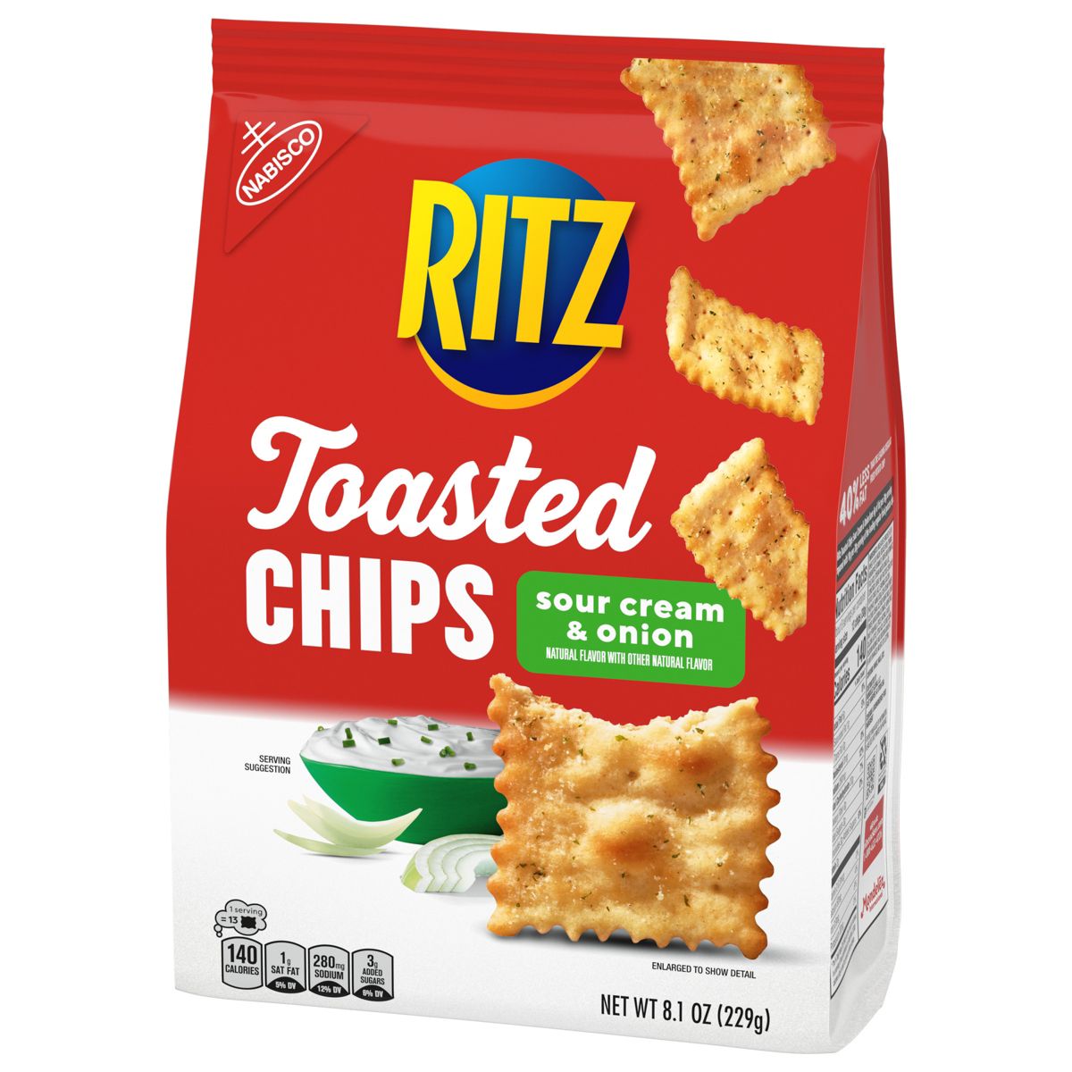 RITZ Toasted Chips Sour Cream and Onion Crackers Botanas para Fiesta - 8.1 oz - Imagen 10