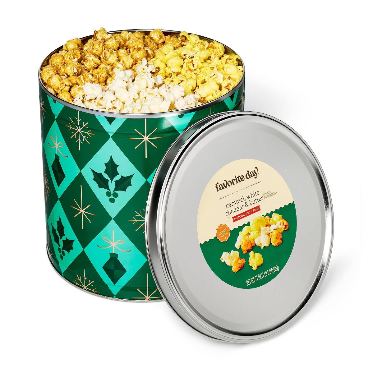 Mezcla de Palomitas Trío: Caramelo, Queso Cheddar Blanco y Mantequilla, Árboles Navideños - 21 oz - Favorite Day™ - Imagen 4