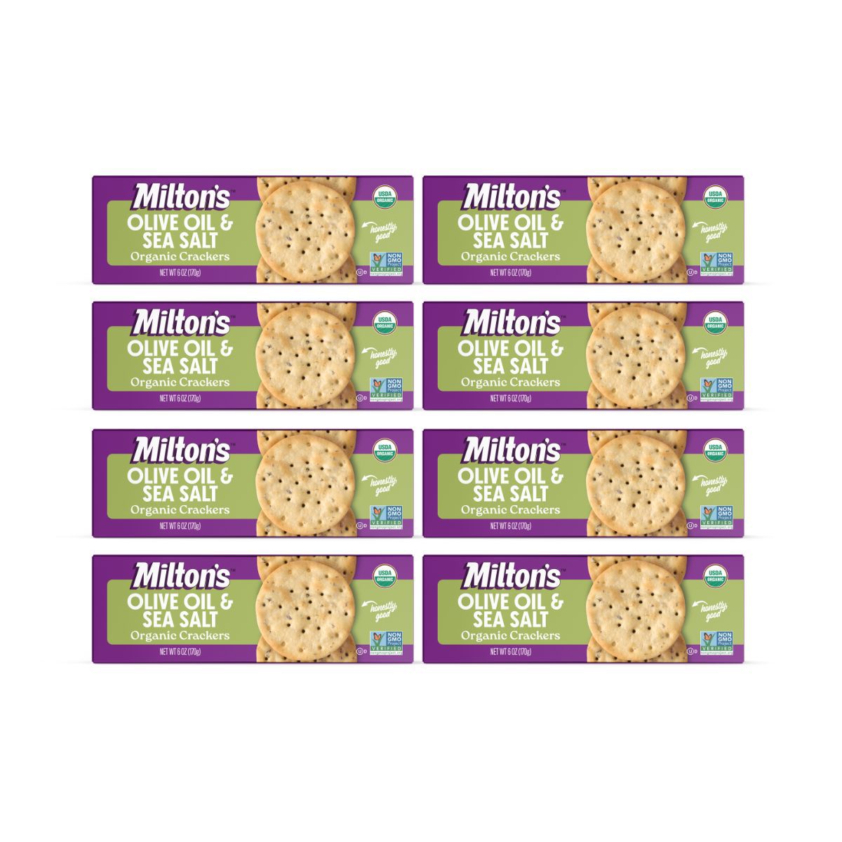 Milton's Craft Bakers Galletas Saladas Orgánicas con Aceite de Oliva y Sal Marina - Caja de 8/6 oz - Imagen 2