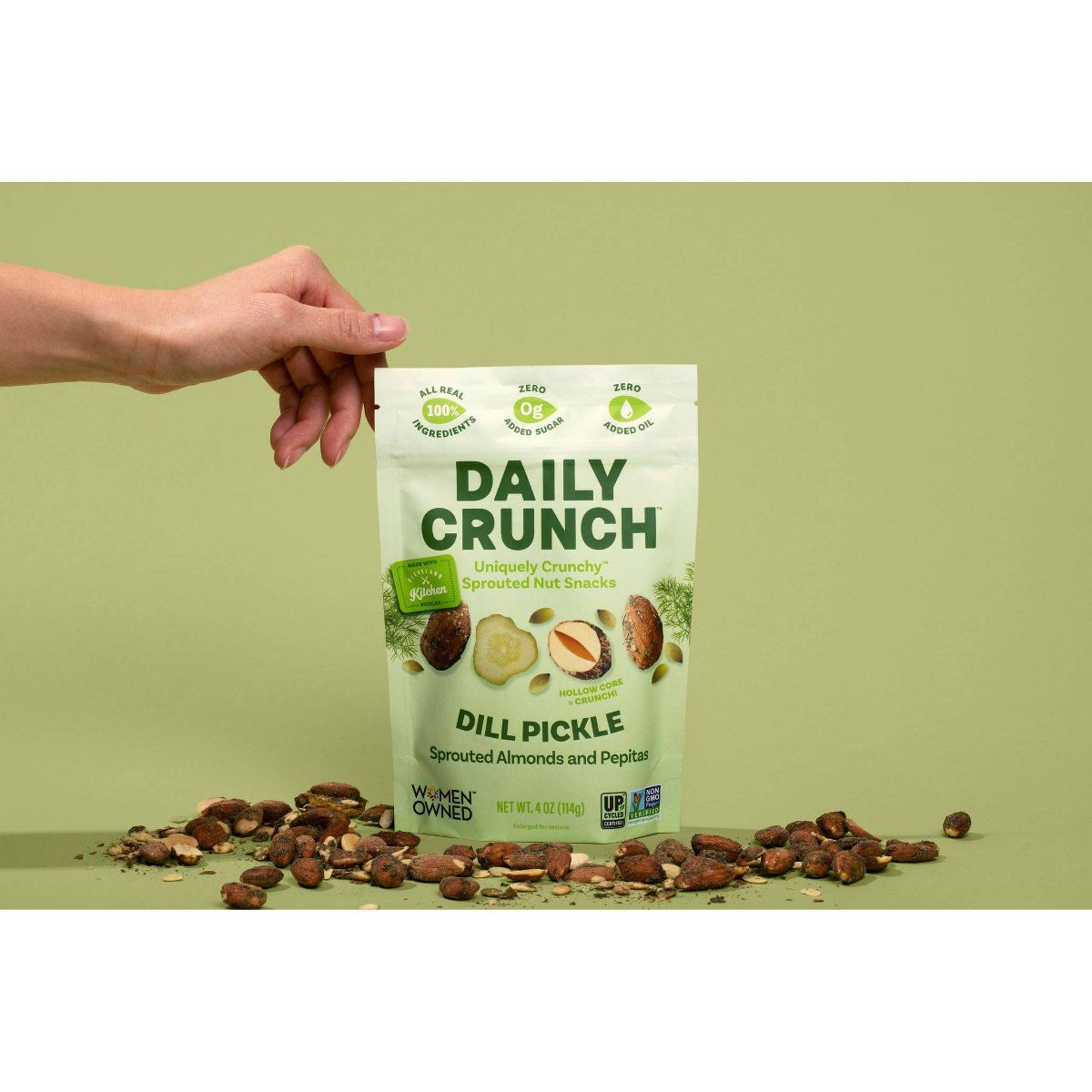 Almendras Brotadas Daily Crunch Sabor a Pepinillo Encurtido - 4 oz - Imagen 4