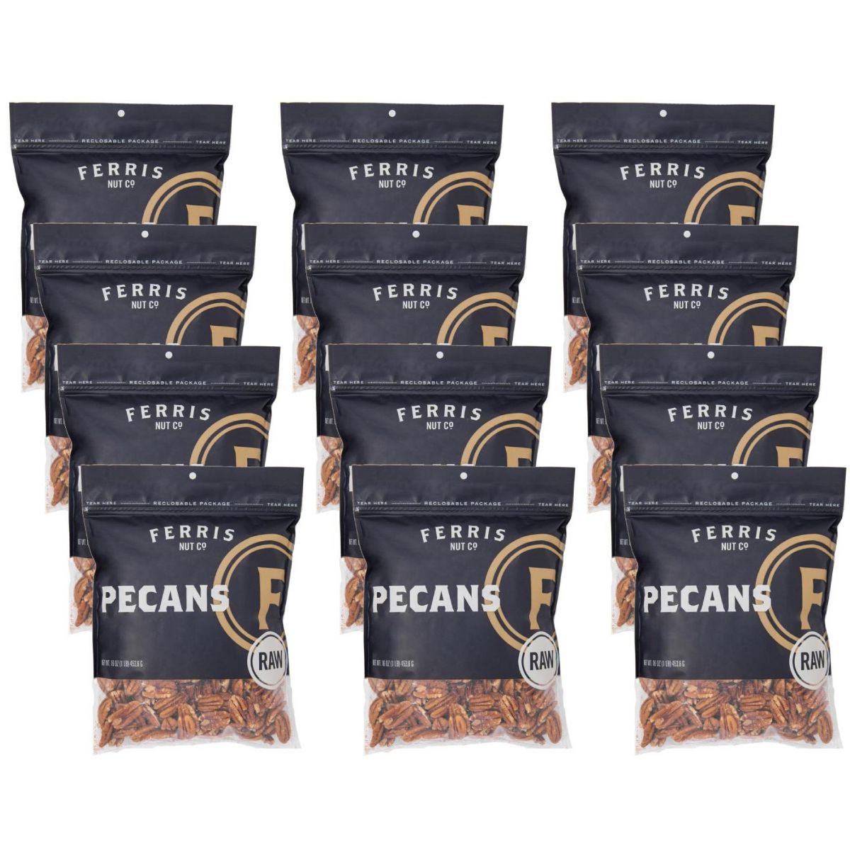 Ferris Nut Co. Nueces Pecanas Crudas - Caja de 12/16 oz - Imagen 2