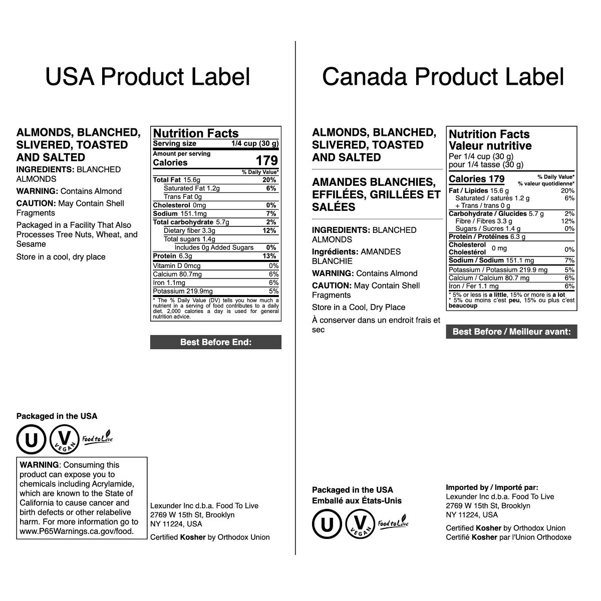 Almendras Fileteadas Tostadas en Seco con Sal del Himalaya - por Food to Live - Imagen 4