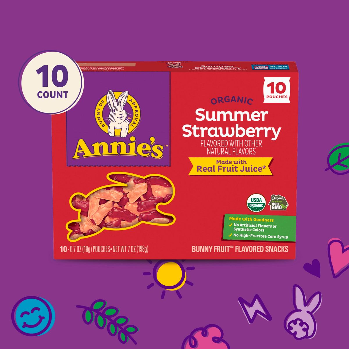Annie's Organic Summer Strawberry Fruit Snacks - 7 oz / 10 ct - Imagen 6