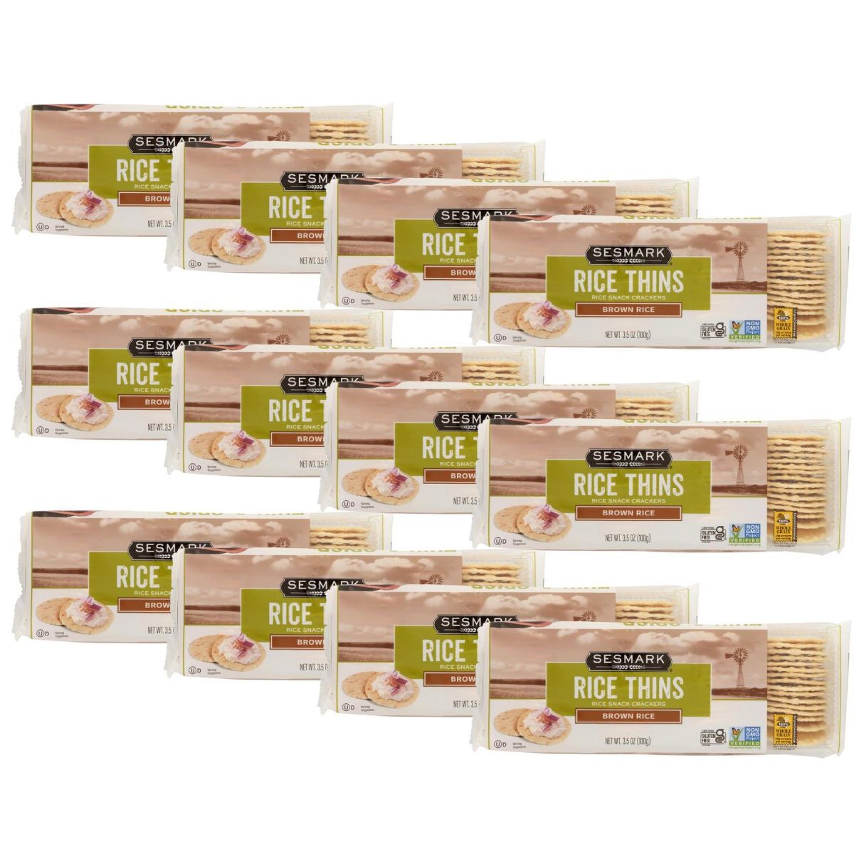 Sesmark Rice Thins Galletas Saladas de Arroz Integral - Caja con 12/3.5 oz - Imagen 2