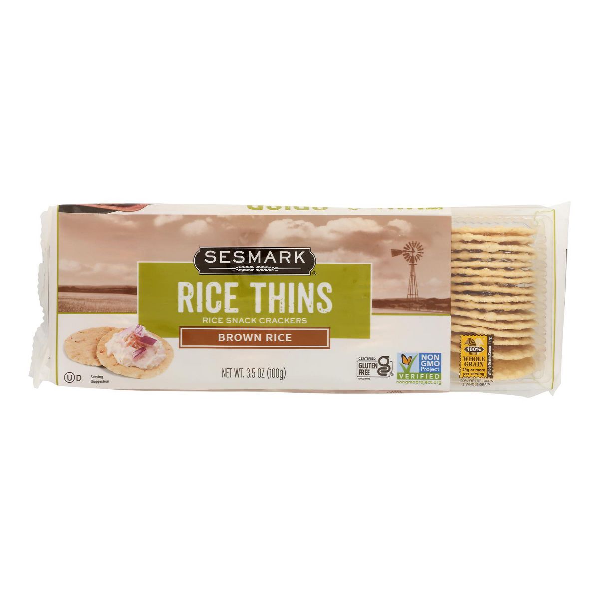 Sesmark Rice Thins Galletas Saladas de Arroz Integral - Caja con 12/3.5 oz - Imagen 3