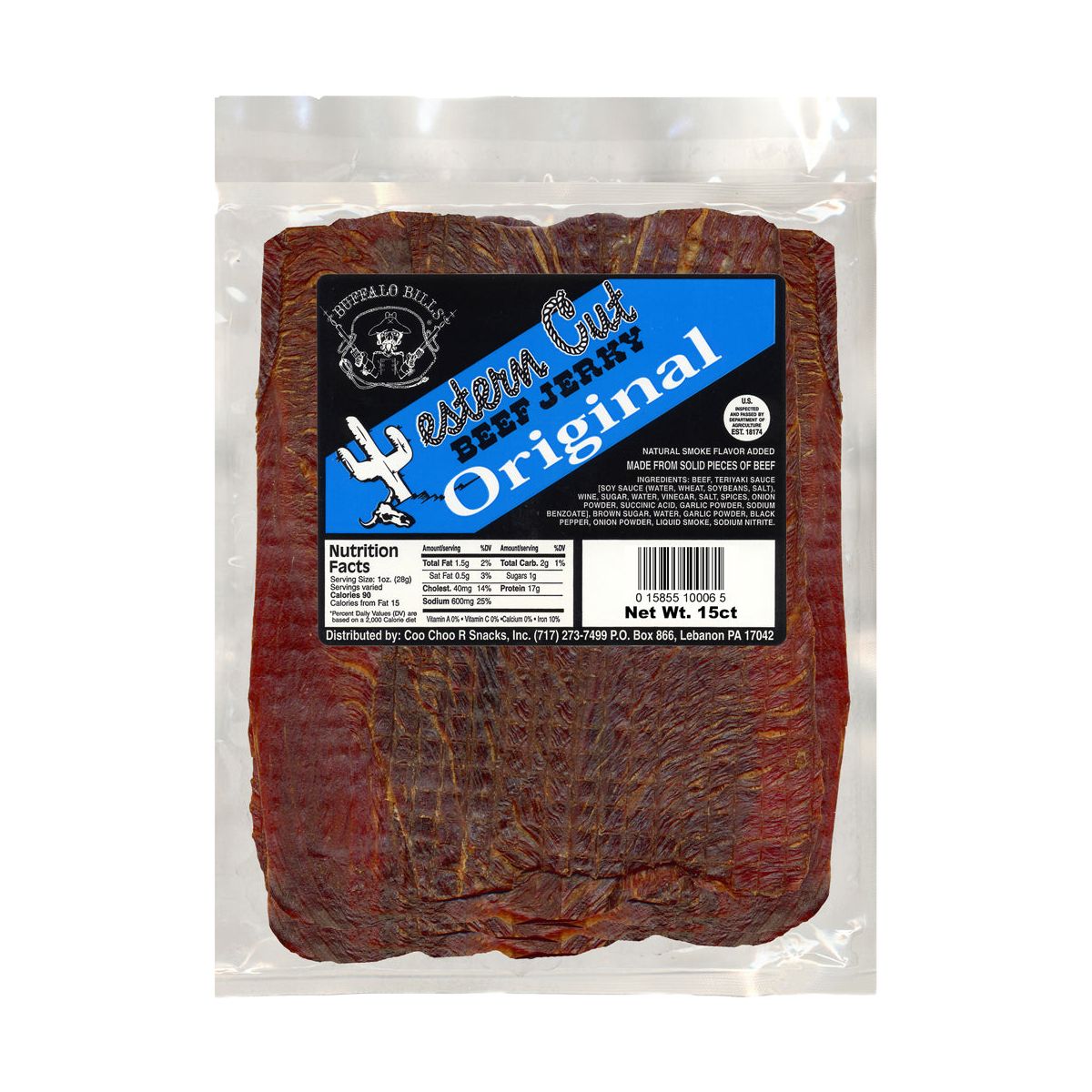 Carne seca Buffalo Bills 18 oz Original Western Cut Big Slab (15 rebanadas por bolsa)
