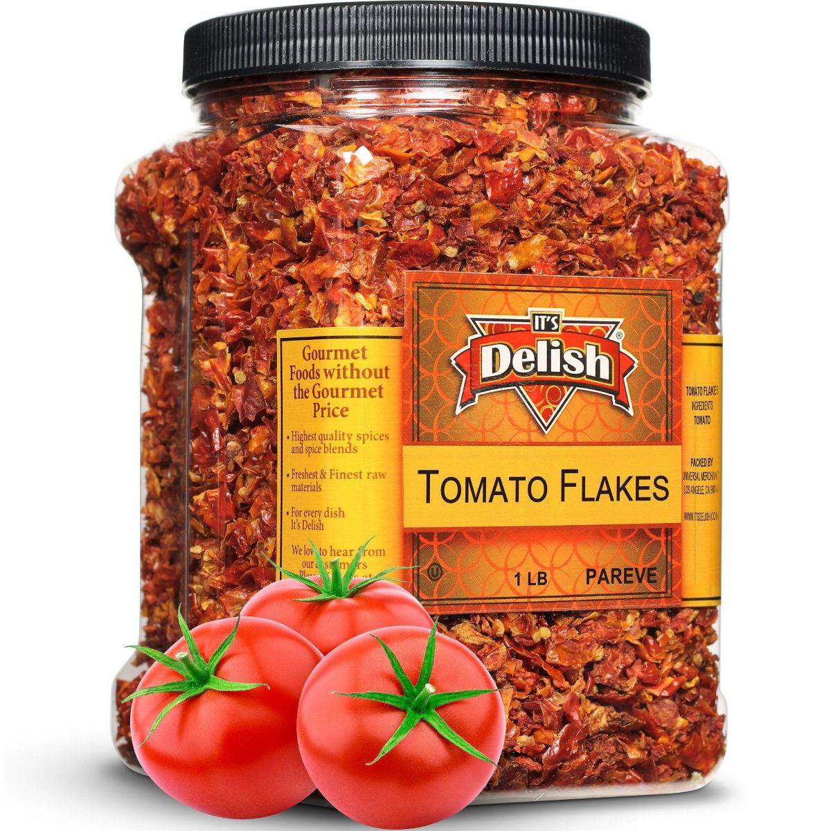 Hojuelas de Tomate Seco Premium de It's Delish, Contenedor Reutilizable Jumbo de 16 OZ - Imagen 2