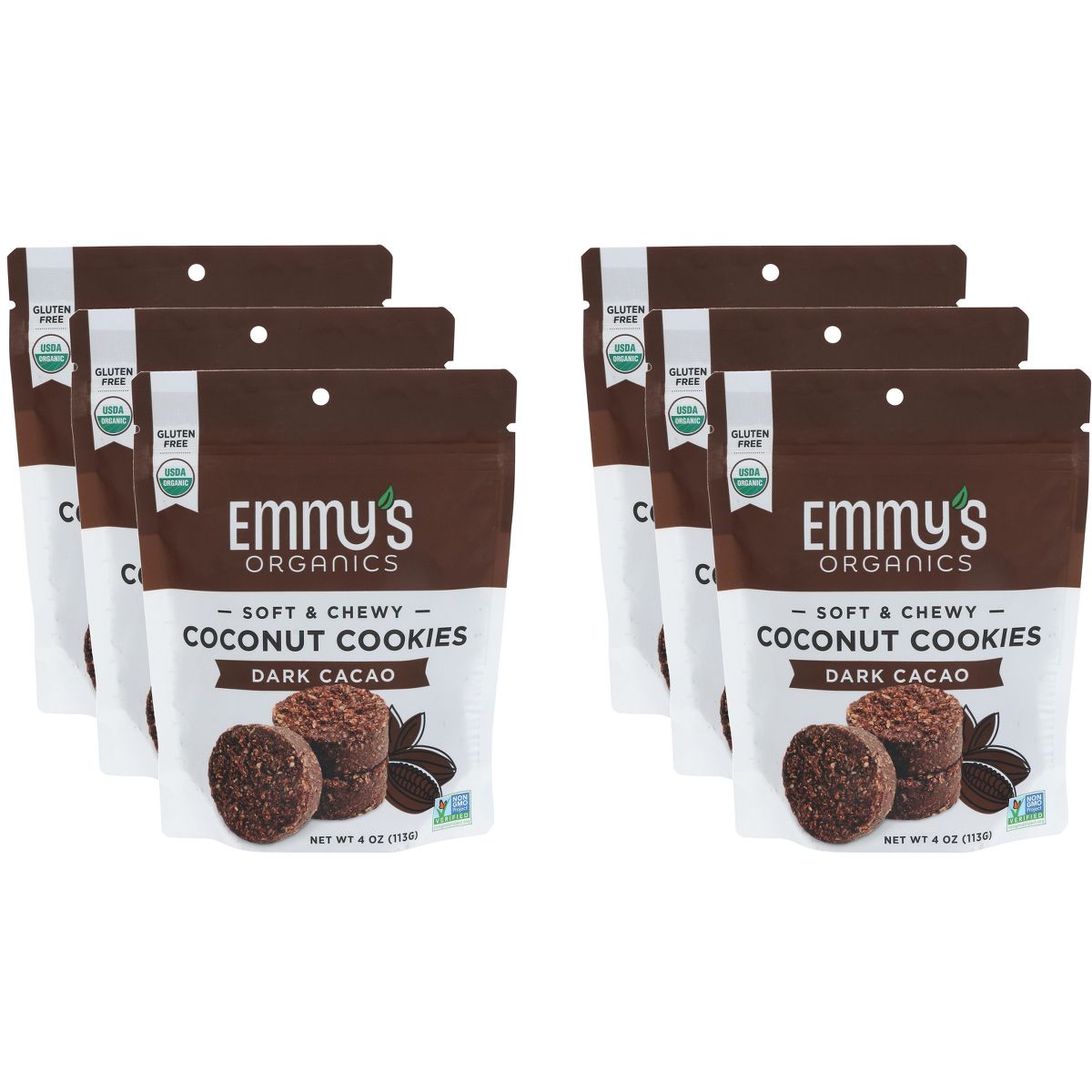 Galleta de Coco y Cacao Oscuro Emmy's Organics - Paquete de 6 - 4 oz - Imagen 2