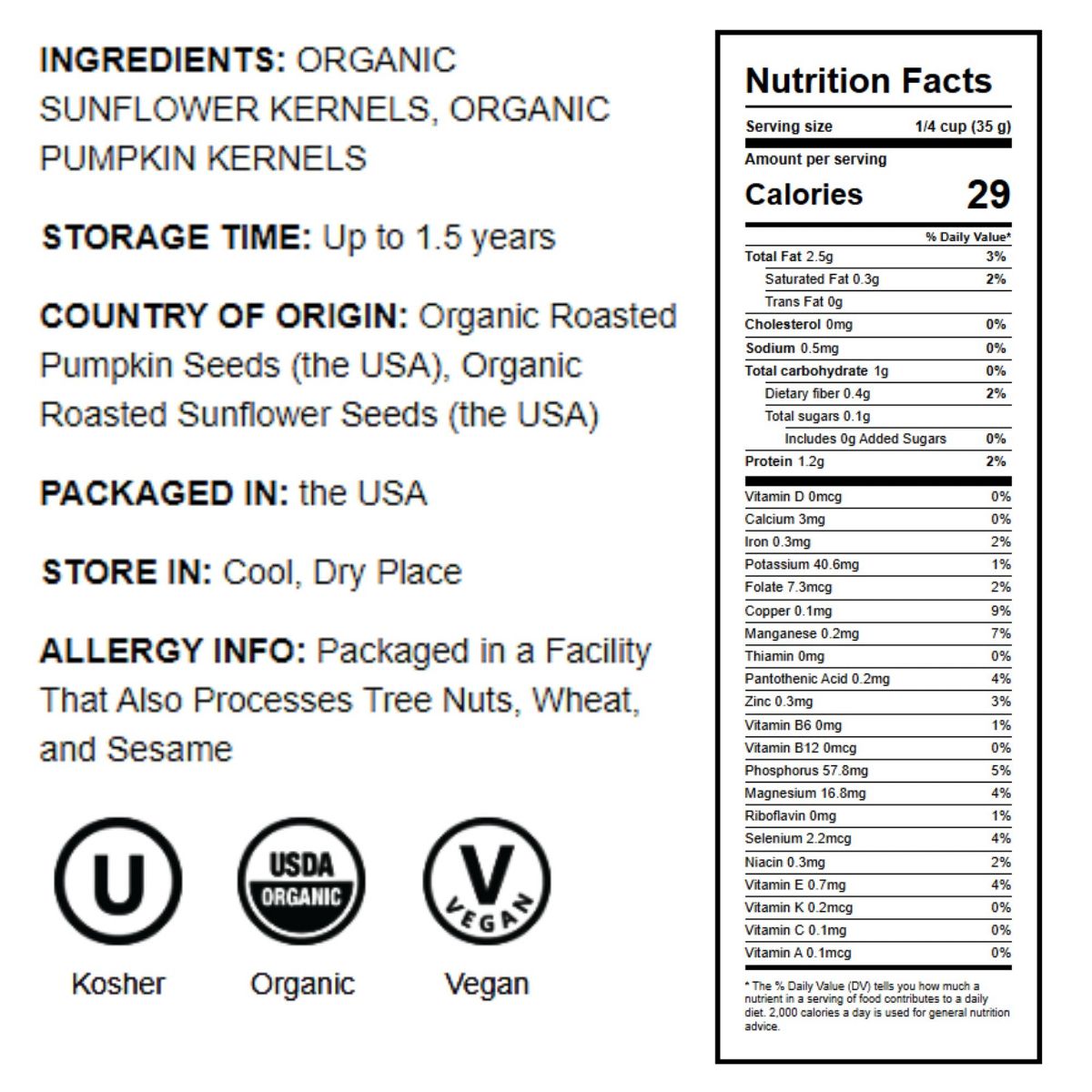 Mezcla Orgánica de Semillas de Girasol y Calabaza Tostadas en Seco - por Food to Live - Imagen 7
