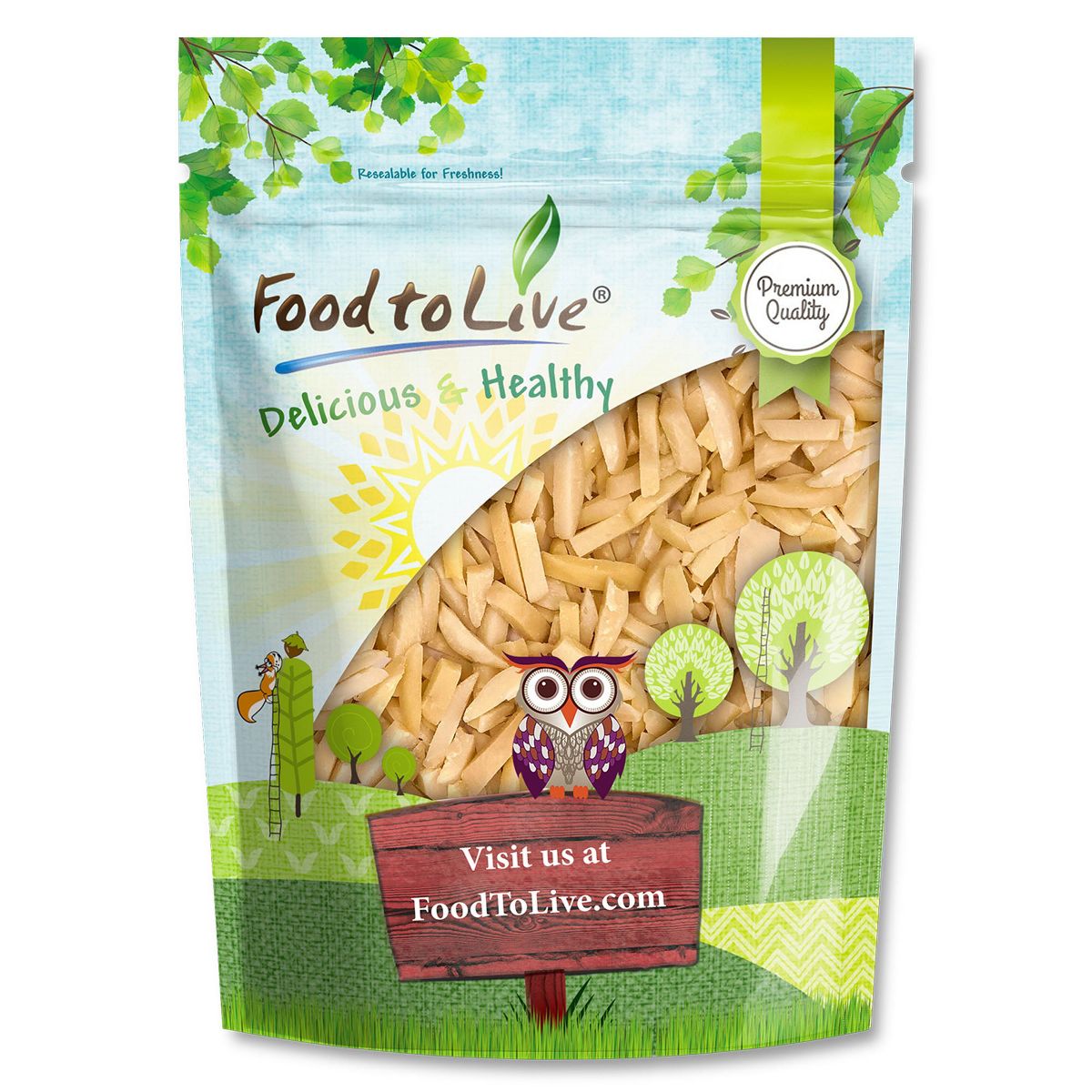 Almendras Fileteadas Tostadas en Seco con Sal del Himalaya - por Food to Live - Imagen 2