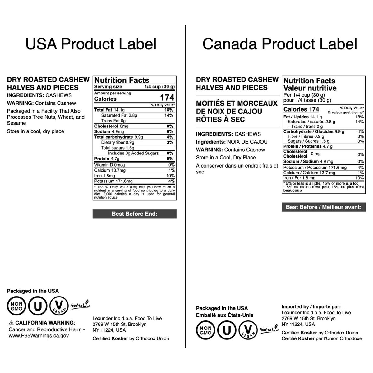 Anacardos Tostados Secos en Mitades y Trozos - por Food To Live - Imagen 3