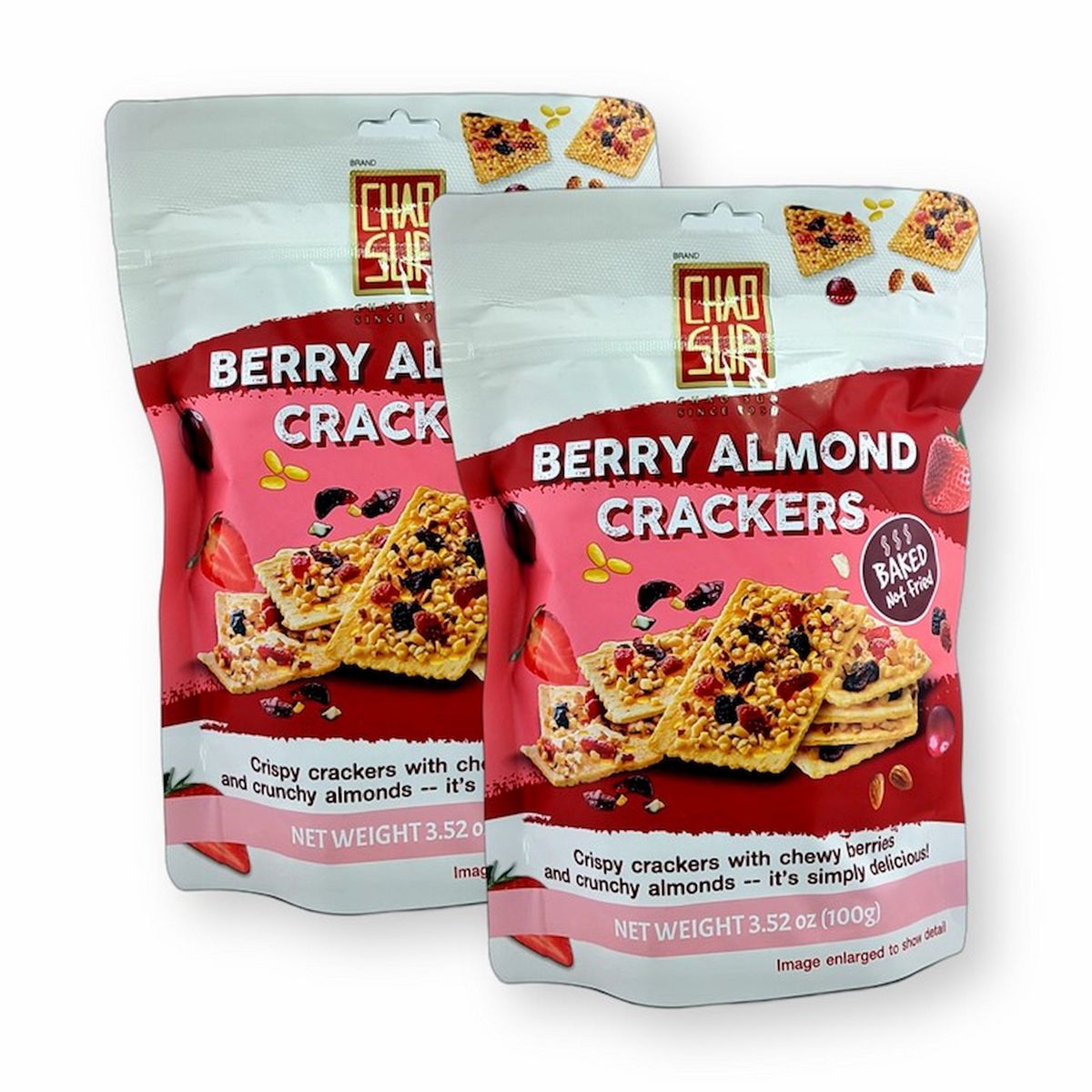 Galletas Saladas de Almendra y Baya Chao Sua Horneadas 3.52 Oz. (Paquete de 2)