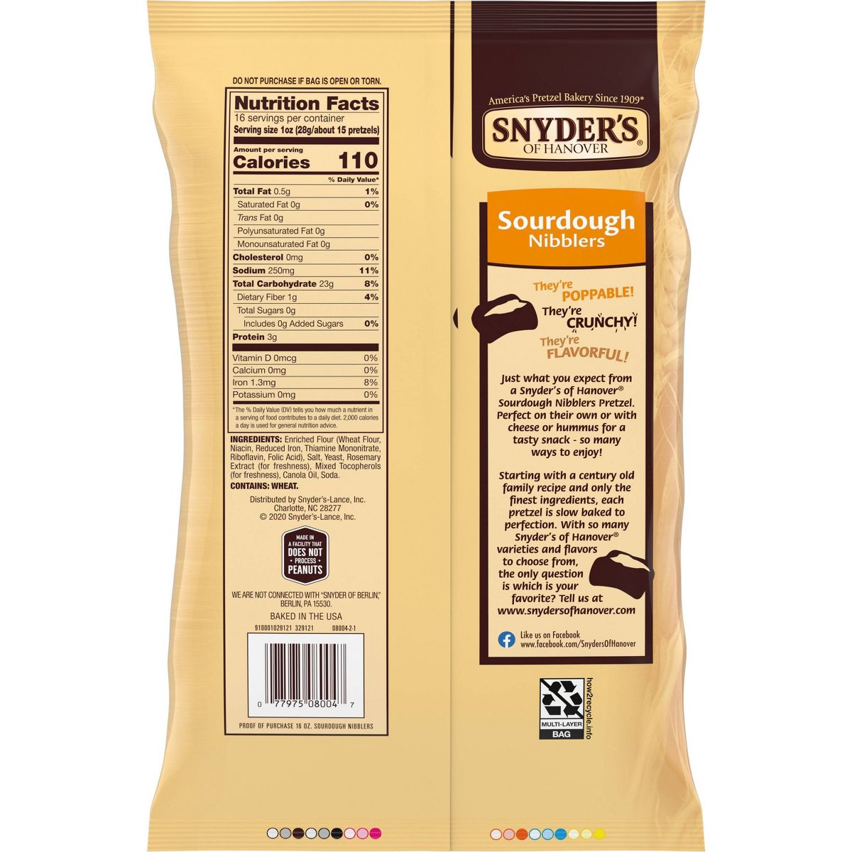 Snyder's of Hanover Pretzels Sourdough Nibblers Tamaño Familiar - 16 oz - Imagen 6